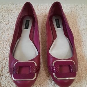 White House | Black Market Fuschia Leather Flats